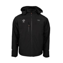 Load image into Gallery viewer, Unisex Black Heated Jacket - Insulated, Weatherproof, Detachable Hood, Includes Battery Pack