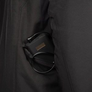 Unisex Black Heated Jacket - Insulated, Weatherproof, Detachable Hood, Includes Battery Pack